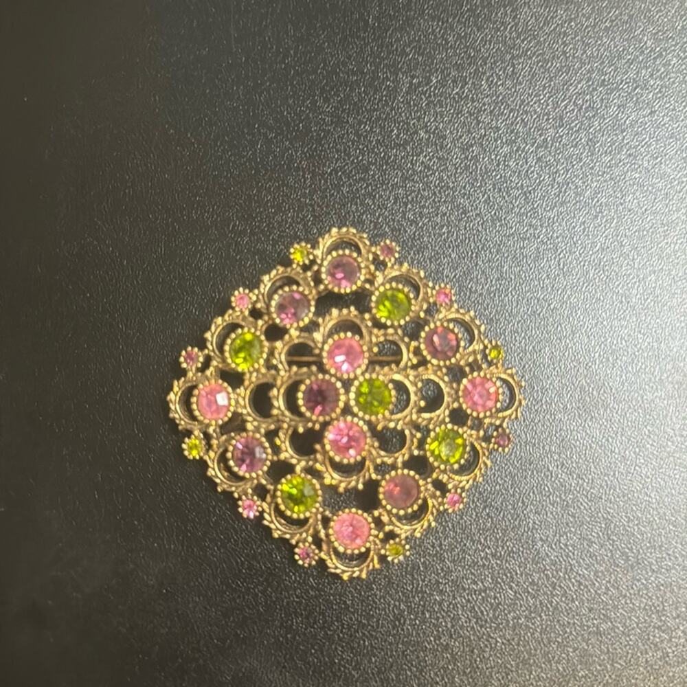 Vintage Sarah Coventry Multicolor Gemstone Brooch